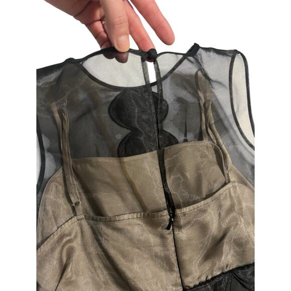 Max and Cleo Black Sheer Satin Cocktail Mini Dress Sleeveless Size 8 Semi Formal - Picture 5 of 12